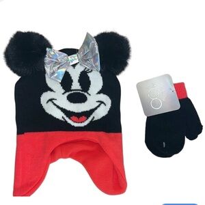 Disney's 100th Anniversary Minnie Toddler Pom Poms and Bow Hat and Glove Set